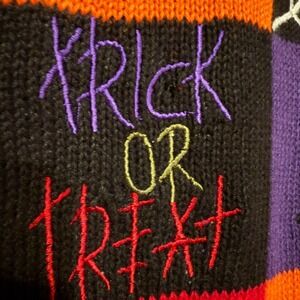 Bobbie Brooks Halloween Patchwork Knit Vest Women's M Ramie Cotton